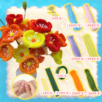 Kit Kerajinan Karangan Bunga Poppy DIY, Rangkaian Bunga Buatan Tangan dengan Pembersih Pipa untuk Dekorasi Taman Musim Panas, Rumah, Kantor, dan Centerpiece