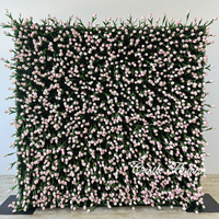 Mur de fleurs artificielles en rouleau FW697 pour mariage, toile de fond 3D/5D, panneau mural de fleurs blanches 8 pieds x 8 pieds
