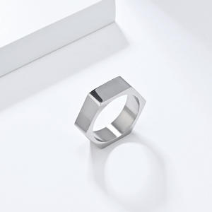Unisex Geometric Hexagonal <b>Titanium</b> Steel <b>Ring</b> In Steel Gold Black Antique Silver For <b>Men</b> Women Street Style Jewelry Gift - Product Image 4