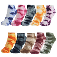Manimepe 10 paires de chaussettes courtes en coton tie-dye pour femmes, importées, usage quotidien