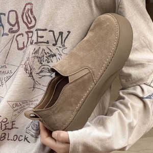 Mocassins tendance rétro, chaussures décontractées à enfiler, en daim, chaussures pour hommes, cuir véritable, respirantes, à semelle épaisse - Product Image 2