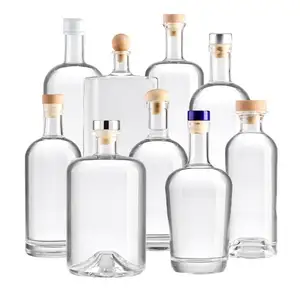 Bouteille en verre à champagne, de 375ml, 500ml, 750ml, bouteille personnalisable, pour le vin glacé, le whisky, le tequila, les rubis, le gin, la vodka et la cognac