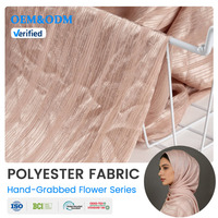 1009 Tissu satiné en polyester froissé à motif floral, effet mémoire, pour foulards, pour le Ramadan, l'Aïd, l'Arabie Saoudite, Dubaï et le marché du Golfe