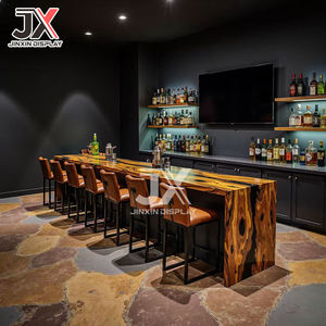 مصنع مخصص راتنجات الإيبوكسي مستطيلة بإضاءة ليد طاولة نهر أثاث متجر بار قهوة مطعم تصميم طاولة عرض التجزئة - Product Image 5