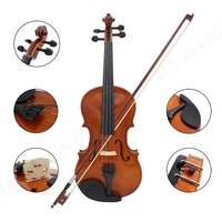 Solid Wood 1/8 Size Basswood Violin with 4 Strings for Students Adults Music Enthusiast