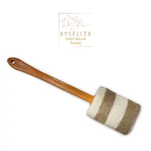 Bamboo Linen Back Scrubber with Handle Bath Sponge Made in Turkey Highly Quality Well Designed Back Sponge for Couple Men Women