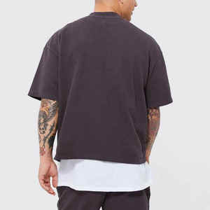Camiseta de gran tamaño recortada de manga corta personalizada barata, camisetas recortadas con hombros caídos de algodón 100%, Camiseta estampada con logotipo personalizado en blanco - Product Image 2