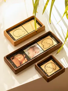 Cadre souvenir créatif <span class=keywords><strong>en</strong></span> bois massif fait main pour la première chevelure et la photo d'échographie de bébé, boîte à souvenirs DIY pour nouveau-né, présentoir de bureau, cadeau - Product Image 1