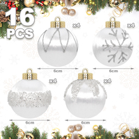 Boule de Noël transparente blanche faite à la main TANGXI de 6 cm, nouvelle boule peinte au fil de soie pour pendentif d'arbre, ornement de Noël