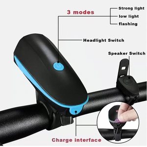 Luce Anteriore LED Impermeabile <span class=keywords><strong>per</strong></span> Bicicletta con Clacson USB, Faro <span class=keywords><strong>per</strong></span> <span class=keywords><strong>Mountain</strong></span> <span class=keywords><strong>Bike</strong></span> <span class=keywords><strong>per</strong></span> Guida Notturna con Allarme Sonoro - Product Image 6