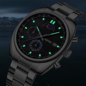 Reloj SKMEI 9325 para Hombre, Deportivo, Cuadrado, de Lujo, Estilo Antiguo, de Negocios, Luminoso, de Cuarzo, Acero Inoxidable, Analógico, con Fase Lunar, Fecha y Cronógrafo - Product Image 5