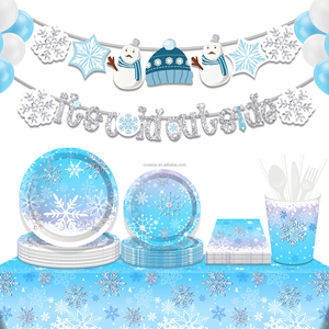 Huancai-cubierta de mesa de PE con copos de nieve de Navidad, decoración de fiesta, 130x220cm, mantel de plástico para el invierno, suministros de fiesta del país de las Maravillas - Product Image 6
