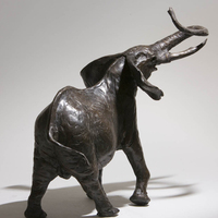 Sculpture d'éléphant bébé personnalisable en bronze, moulée par fonderie, impression numérique moderne, statue en métal poli