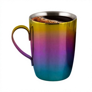 Taza de Café de Acero Inoxidable Arcoíris, Doble Pared con Aislamiento al Vacío, Diseño Moderno, Regalo para el Hogar - Product Image 1