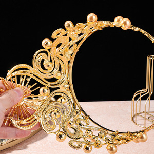Corona de Lujo de Aleación con Pedrería Chapada en Oro para <span class=keywords><strong>Miss</strong></span> Universo, Tiaras y Coronas para Concursos, Bailes de Graduación, Bodas y Aniversarios - Product Image 4