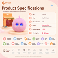 AI QiuQiu Jouet Peluche Intelligent en Forme de Boule Bleue avec Yeux Étoilés, Vibration Tactile, Clonage Vocal, Mémoire Longue Durée, Multilingue, 6 Couleurs, Boucle de Suspension