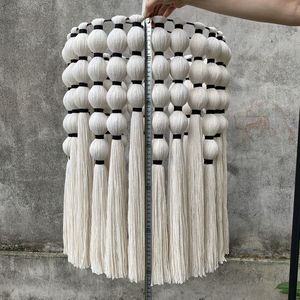 Large Handwoven Cotton <b>Rope</b> Wood Lampshade Spherical Decorative Art Hanging for Home Wall Living Room Custom Sizes Tapestries - Product Image 2