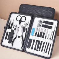 Ensemble de manucure et pédicure de luxe en acier inoxydable 18 pièces, écologique, pour hommes et femmes, soin professionnel à domicile et en voyage