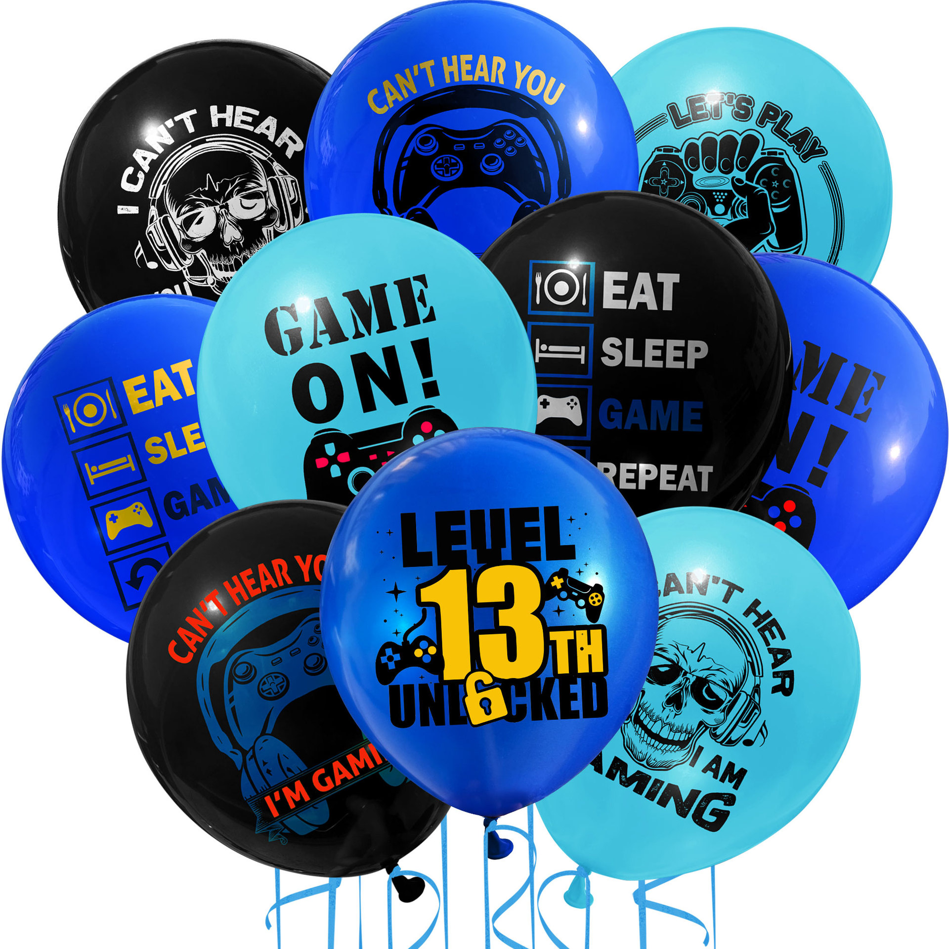 blue 10pcs balloons -  13th mix