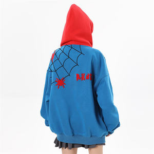 Felpa con <span class=keywords><strong>Cappuccio</strong></span> Oversize Personalizzata con Zip Integrale, Ricamo <span class=keywords><strong>Spiderman</strong></span>, Doppio <span class=keywords><strong>Cappuccio</strong></span> per Uomo - Product Image 3