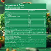 Mélange de superaliments originaux Grass Greens, poudre de superaliments avec spiruline, chlorelle, racine de betterave, enzymes digestives, probiotiques en poudre