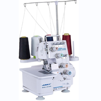 Machine à surjeter mini JUKKY 4-434D très appréciée, conception surjeteuse à double aiguille, fonctionnement à grande vitesse, alimentée par un moteur métallique robuste