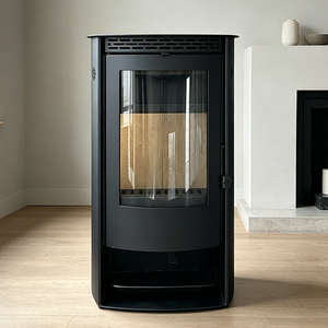 Poêle à <span class=keywords><strong>bois</strong></span> de luxe à corps cylindrique épuré, avec revêtement en briques réfractaires, haute efficacité, <span class=keywords><strong>pour</strong></span> hôtels de charme - Product Image 1