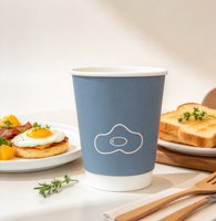 Gobelet à café en papier jetable à double paroi avec logo personnalisé, imprimé, biodégradable, isolé, pour boissons chaudes, latte, café