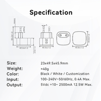 2025 Prise Européenne 5vdc 1a Chargeur 5v 2a Chargeur Usb avec CE EMC LVD ROHS REACH 60601 61558 Standard