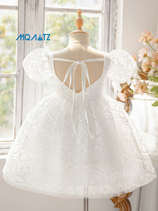 MQATZ abiti alla moda per bambine fiore principessa <span class=keywords><strong>abbigliamento</strong></span> per bambine formale stile solido Performance di nozze colore bianco L6022 - Product Image 3