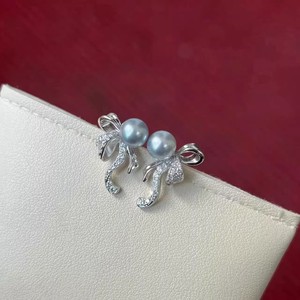 Pendientes de Plata de Ley S925 22660, Accesorios de Perlas DIY de Moda con Cuentas de 6-7 mm, Soporte Vacío para Mujer - Product Image 1