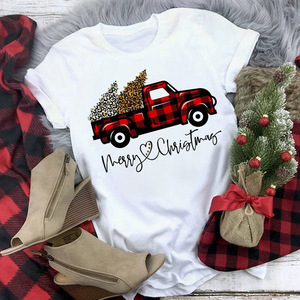 2025 la personalizzazione della fabbrica di alta qualità nuovi modelli più venduti per festeggiare il Natale venduti a basso prezzo t-shirt da <span class=keywords><strong>donna</strong></span> O-collar - Product Image 4