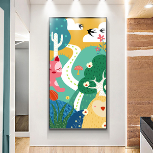 Porche decoración pintura dibujos animados bosque ilustración animal moderno simple pasillo final mural pasillo pintura colgante - Product Image 5
