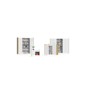 Armario alto <span class=keywords><strong>de</strong></span> oficina I Cloud, gabinete <span class=keywords><strong>de</strong></span> <span class=keywords><strong>almacenamiento</strong></span> alto con chapa <span class=keywords><strong>de</strong></span> madera y panel MFC <span class=keywords><strong>de</strong></span> grado E0, patas metálicas con recubrimiento <span class=keywords><strong>en</strong></span> polvo y deslizadores. - Product Image 1