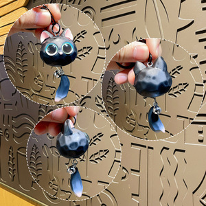 Bán buôn 3D <span class=keywords><strong>PVC</strong></span> dễ thương phim hoạt hình lớn mắt mèo con mèo Keychain vài con mèo đầy màu sắc với chuông Keychain vòng chìa khóa cho cô gái túi quyến rũ - Product Image 3