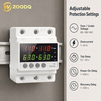 Protecteur de surtension et de sous-tension à double écran, phase divisée, 63A/110V, dispositif de protection réglable pour câblage domestique américain