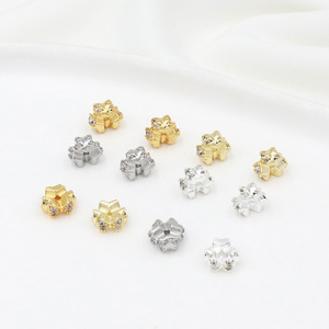 Cuentas espaciadoras de diamantes de imitación con diseño de lazo de copo de nieve, chapadas en oro de 18K sobre plata, accesorios y componentes para joyería DIY - Product Image 3
