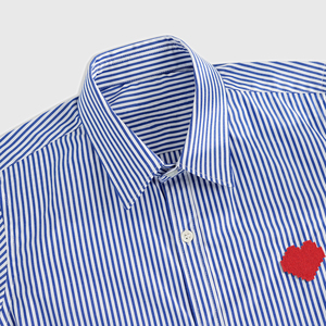 TOWNKANA Factory Custom100 % algodón <span class=keywords><strong>azul</strong></span> <span class=keywords><strong>y</strong></span> <span class=keywords><strong>blanco</strong></span> <span class=keywords><strong>rayas</strong></span> corazón bordado <span class=keywords><strong>Polo</strong></span> cuello manga larga Camisa de algodón ropa de <span class=keywords><strong>mujer</strong></span> - Product Image 2