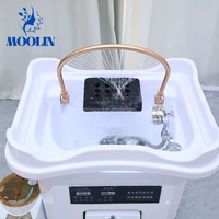 Moolon Nouveau modèle mobile de bac à shampoing portable pour spa capillaire avec réservoir d'eau de 60L, mobilier et équipement de salon