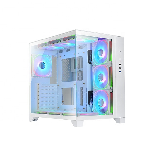 2023 Latest Glass Side Transparent Computer Case ATX White Color Computer Case Gaming Sea View Room Computer Case