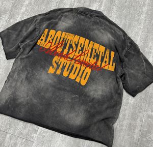 Personalized Screen Printing Cropped Tee Shirt Streetwear Distressed Graphic T-shirts French Terry Oversized Acid Wash t Shirt - Product Image 2