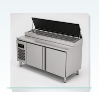 Vente d'usine - Table de préparation à pizza réfrigérée à air, 1 porte, 4 tiroirs, en acier inoxydable, design moderne, réduction du bruit, usage commercial