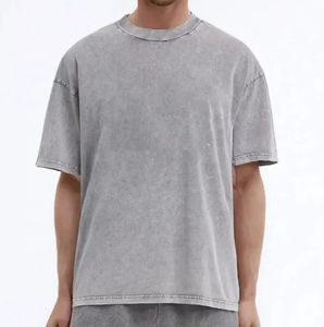 Camiseta de Hombre con Lavado Ácido, Producto de Alta Demanda, Ecológica, Transpirable, Lisa, Estilo Urbano, en Color Sólido - Product Image 1