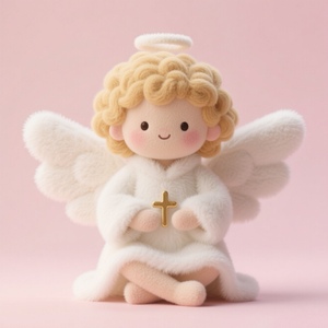 Poupée en peluche ange biblique personnalisée peluche douce avec ailes et auréole pour cadeau religieux et décoration de la maison - Product Image 5