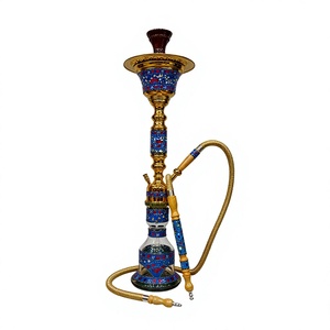 Chicha droite Farida égyptienne de luxe, artisanale, en acier inoxydable, avec nacre bleue, de qualité supérieure, très demandée - Product Image 1