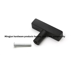 Poignées de tiroir en acier inoxydable en forme de T, modernes et minimalistes, à trou unique, tube carré, noir mat, creuses, petites, vente en gros - Product Image 3