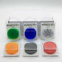 Aimant d'emballage individuel No1 broyeur en plastique broyeur à tabac pour accessoires de magasin de tête de fumée 60mm-3Parts broyeur d'herbes