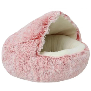 Dog Soft <b>Plush</b> Nest Semi-enclosed Pet Bed for Small Medium <b>Cats</b> Dogs Indoor Warm House Washable Pet Snooze Calming Donut Nest - Product Image 2