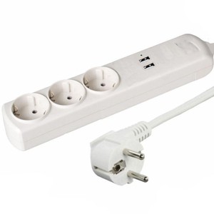 con 3 tomas y 2 puertos USB, cable sin interruptor, ideal para conectar múltiples dispositivos y cargadores simultáneamente. - Product Image 1