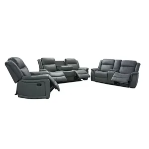 深灰色空气皮革家庭影院躺椅沙发套装3 2 1客厅沙发可躺